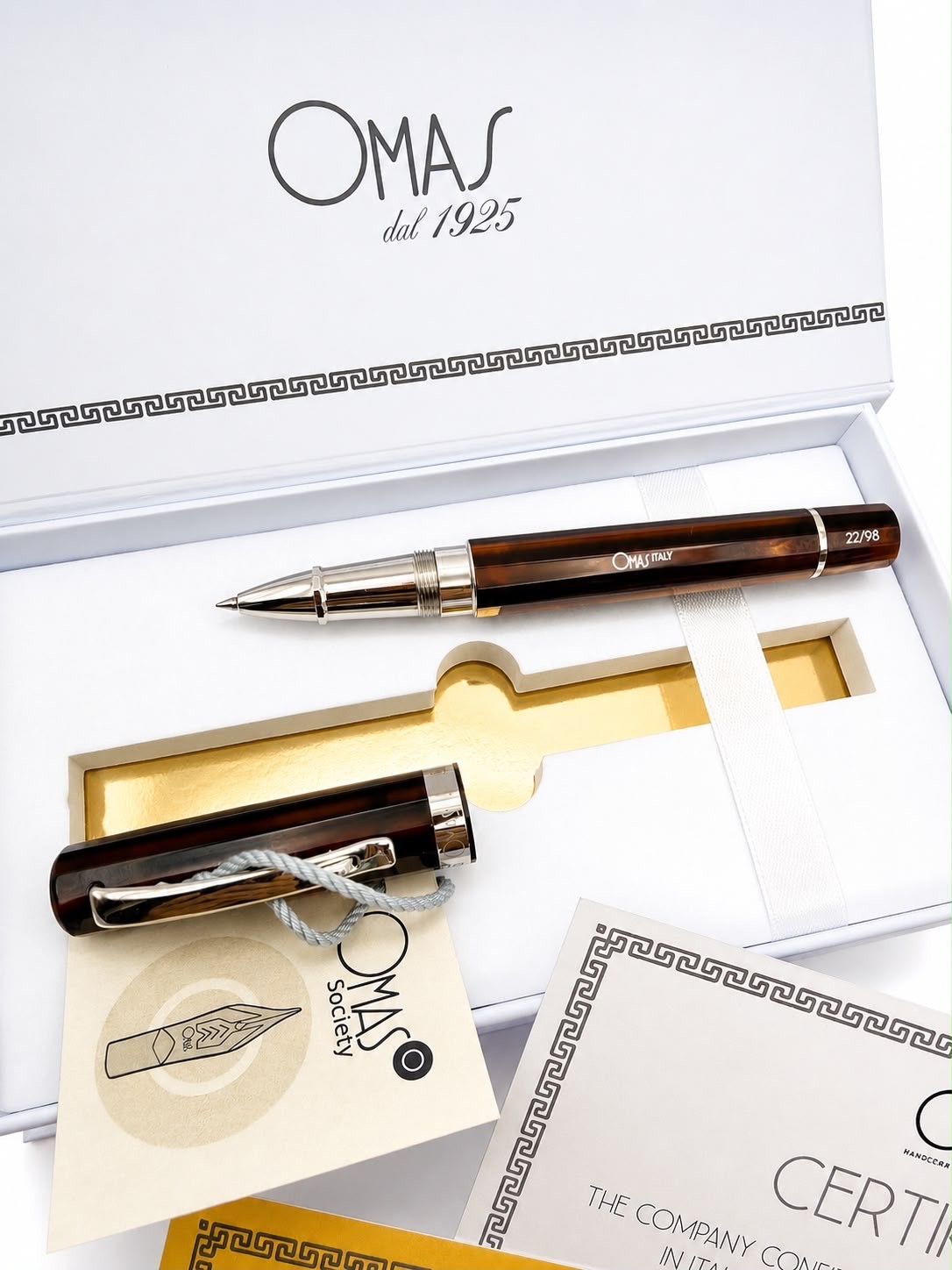 OMAS Arco Brown Grand Paragon ( 15 cm long)  Roller Chrome Trim Num 18 of 98 NEW