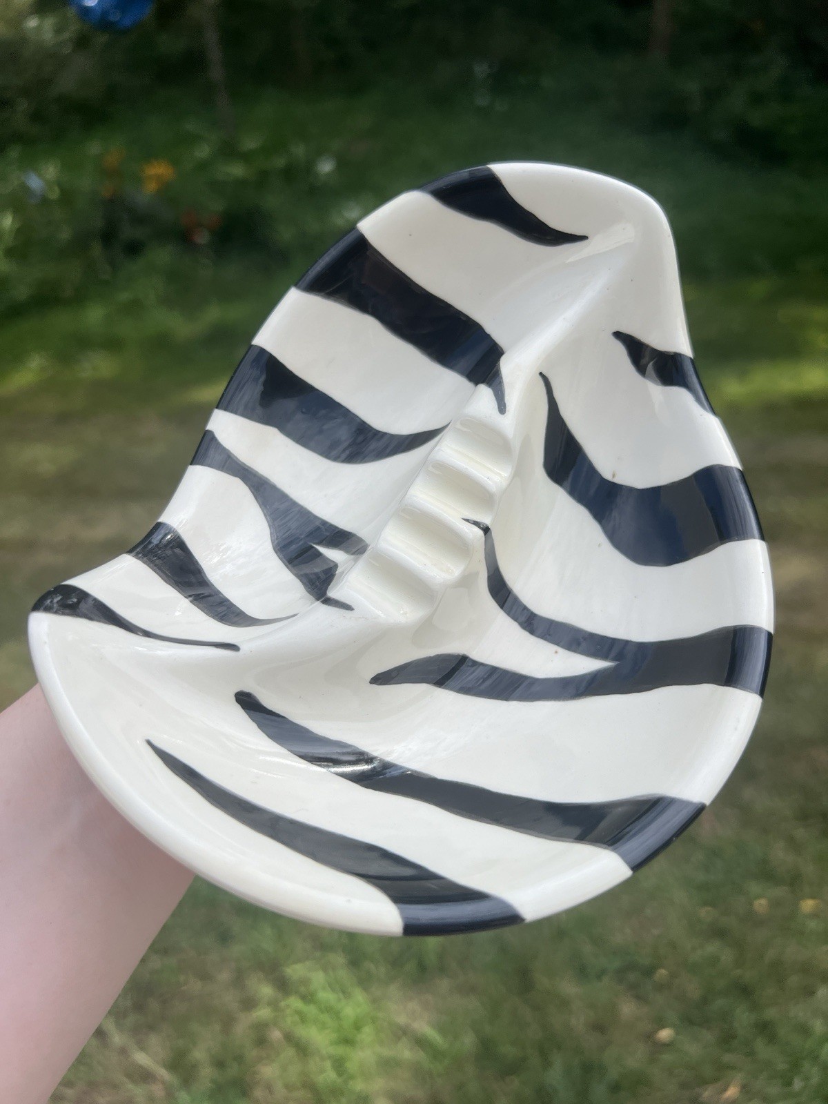 Vintage Zebra Stripe 6.5 Inch Ashtray Midcentury Fine Ceramics Retro Catchall