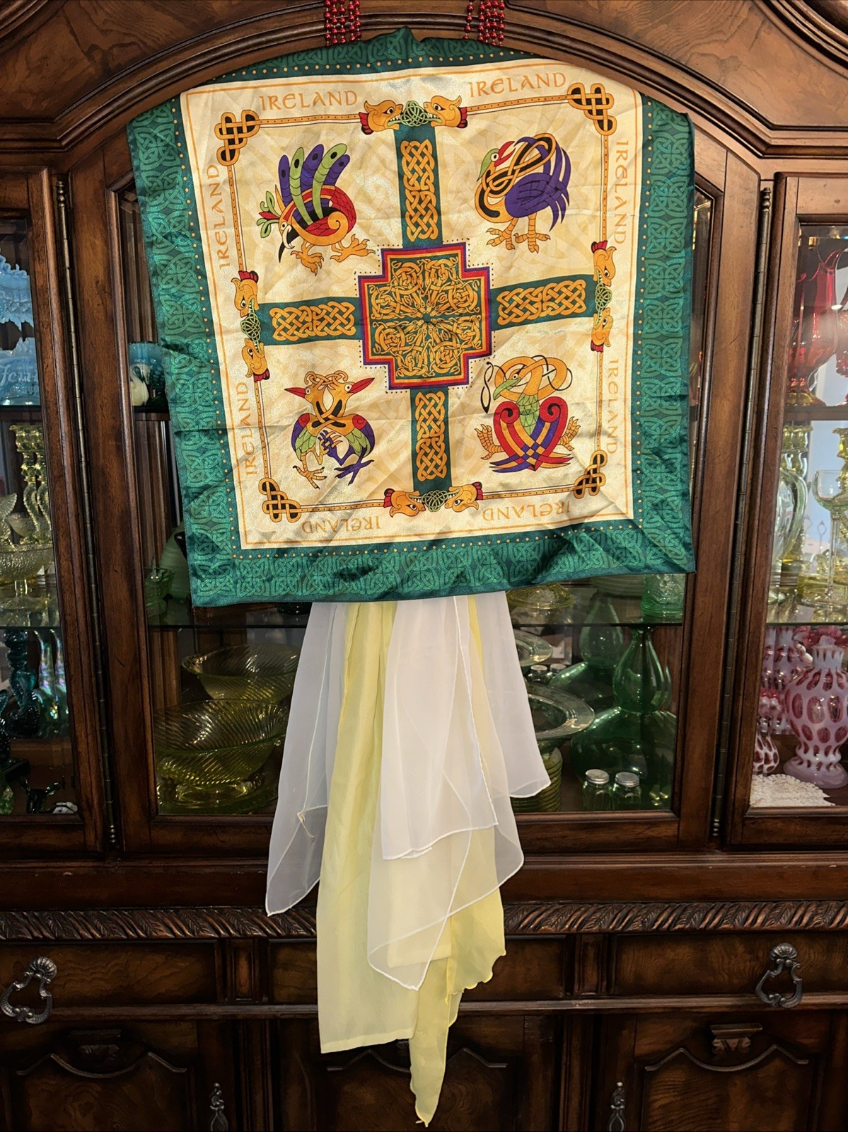5 Vintage Scarves -J.C. WALSH , DUBLIN, IRISH SCARF In Polyester plus 4 Solids