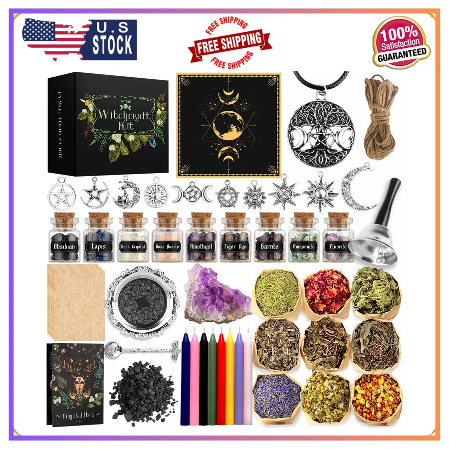 LAVEVE Witchcraft Supplies Kit for Spells, 56 PCS Beginner Witch Box