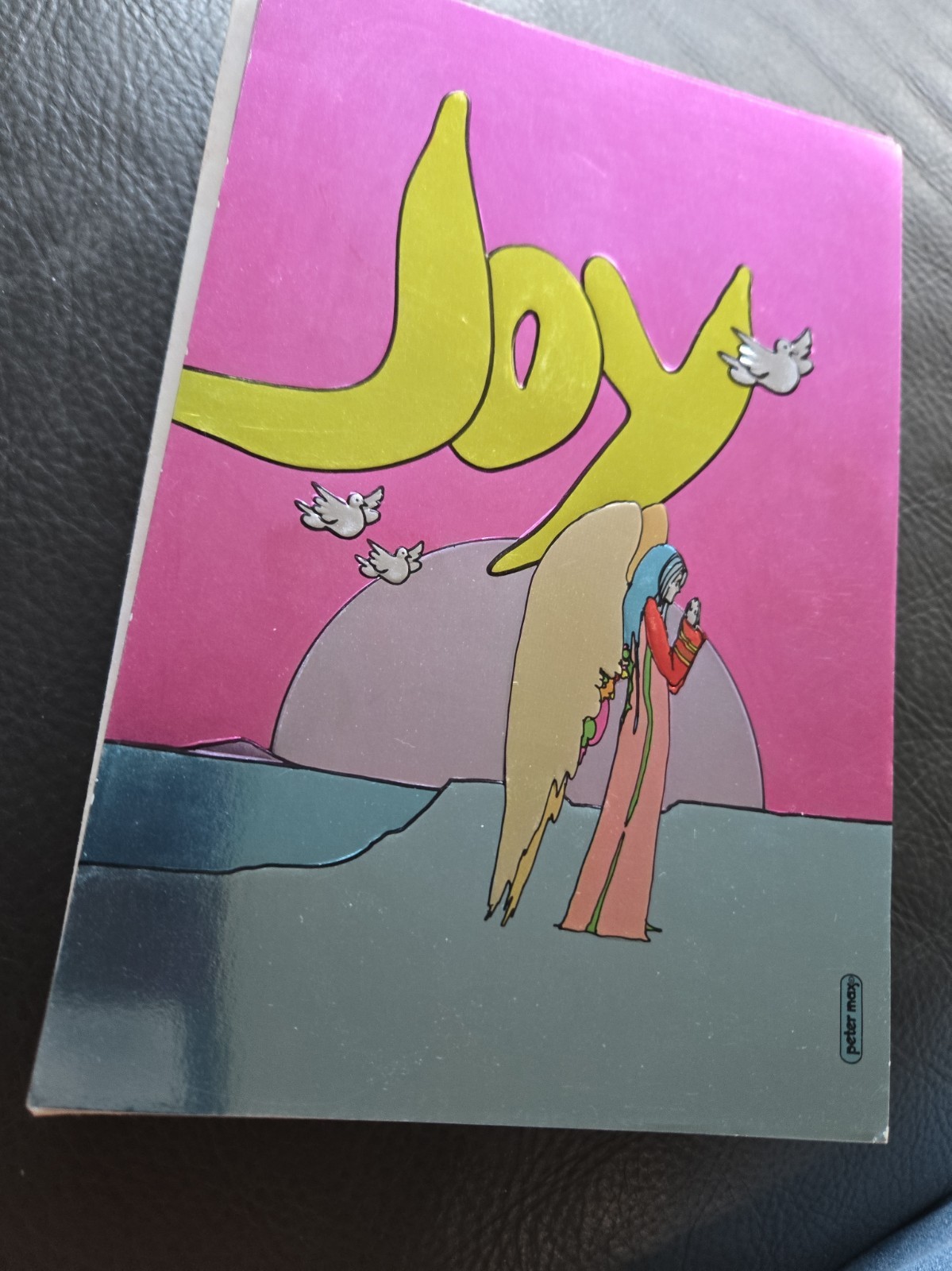 TEN Vintage 1972 PETER MAX Regency Embossed Christmas Cards & Envelopes JOY