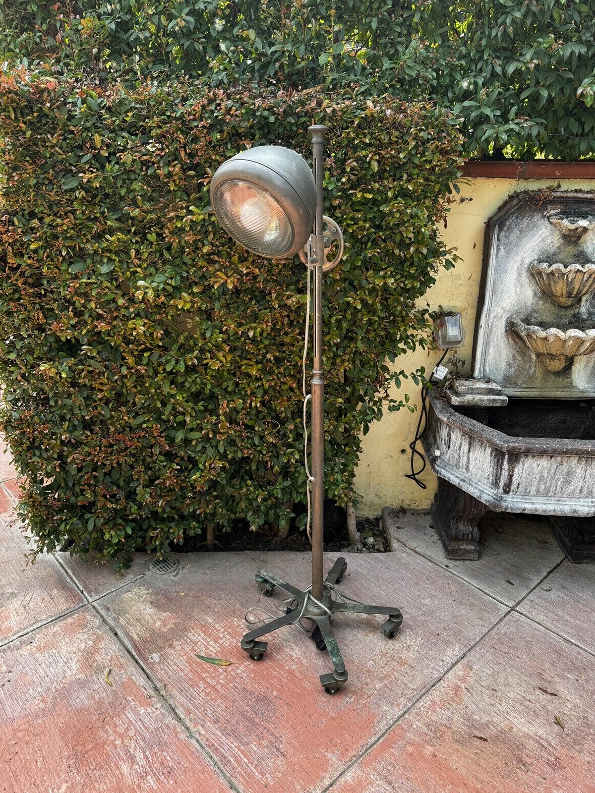Crome and Vintage Headlight Floor Lamp with wheels