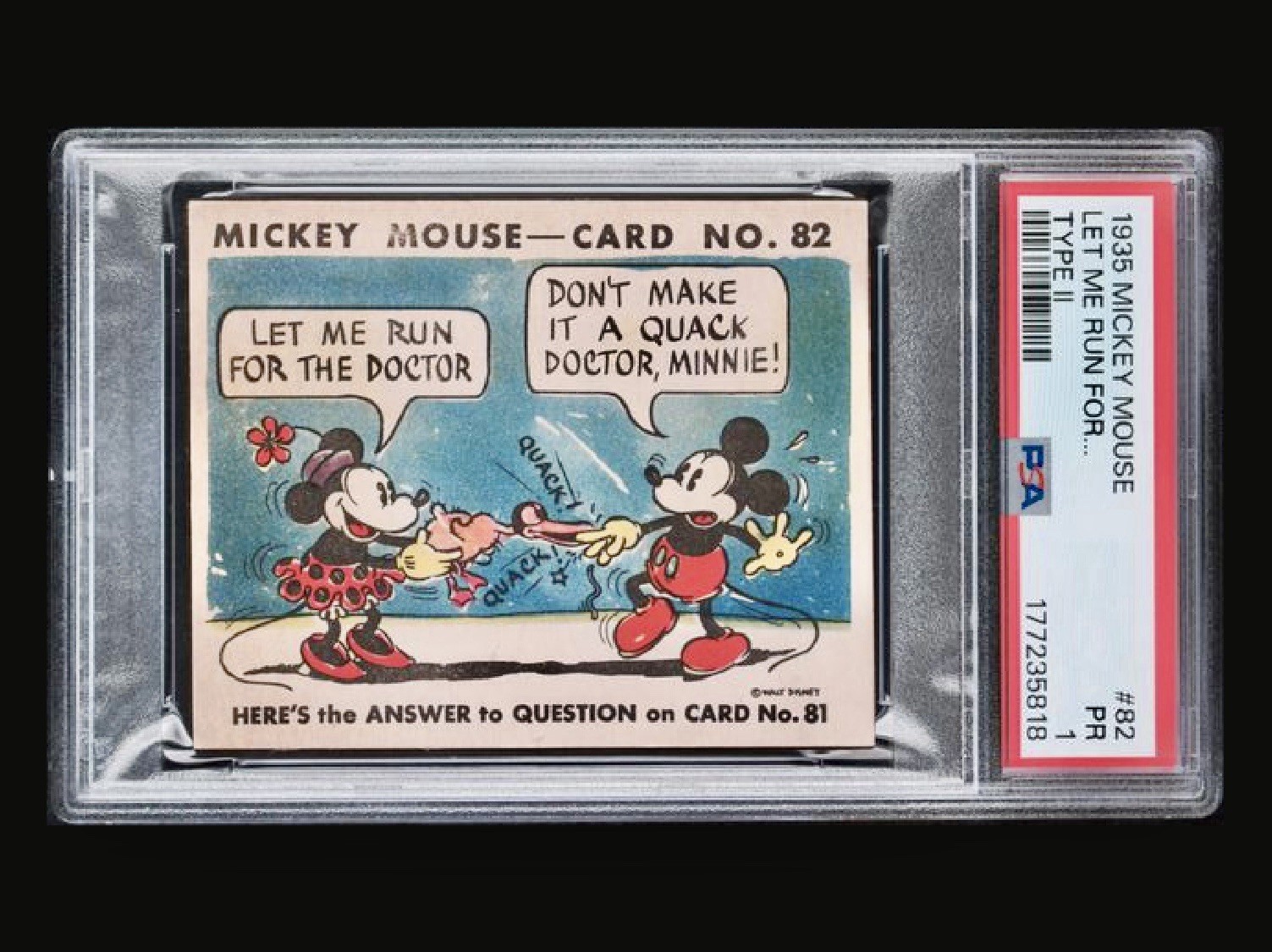 1935 Mickey Mouse Gum Card R89 TYPE 2 RARE - PSA 1 - Let Me Run For…