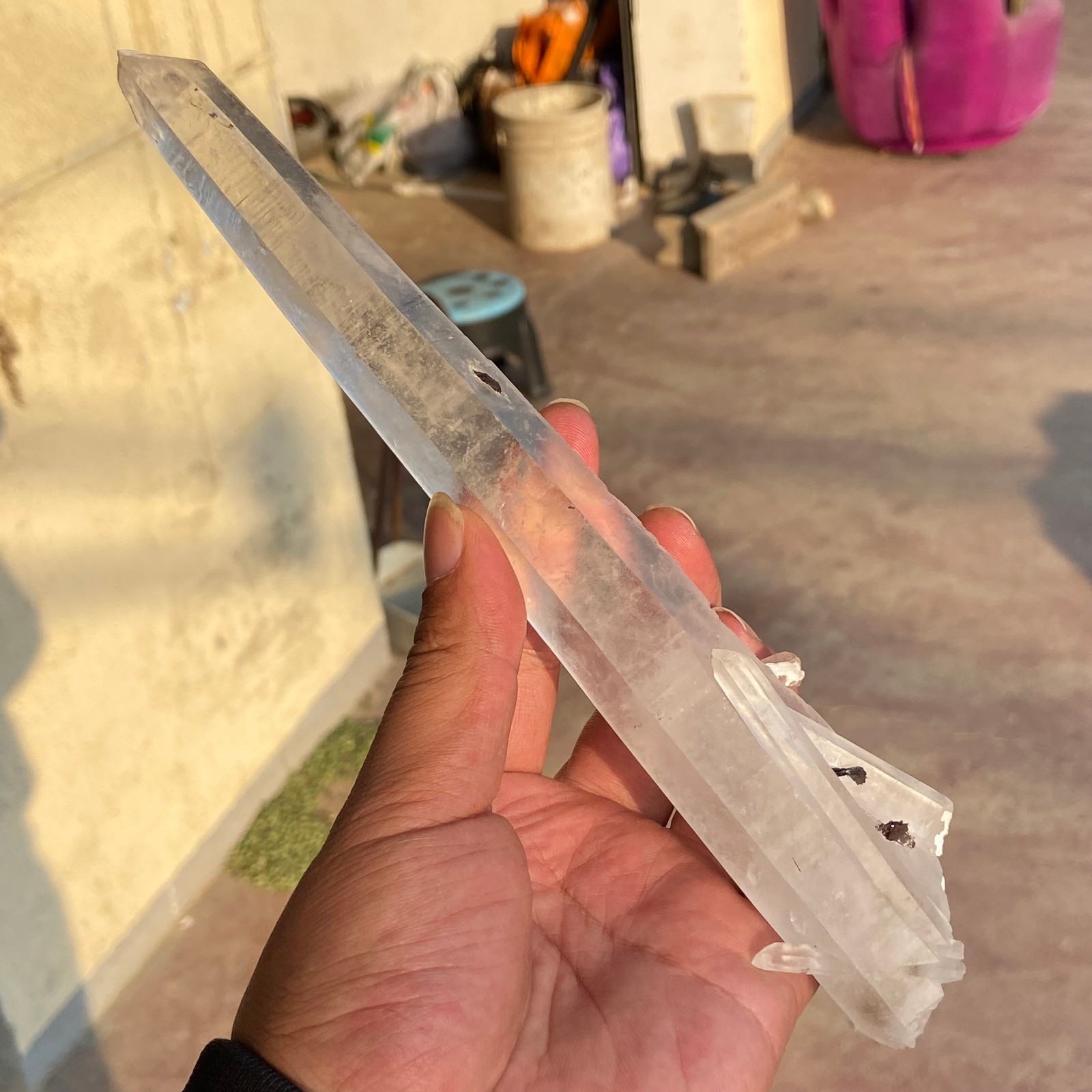 250g Natural Clear White Quartz Crystal /Specularite Mineral Specimen Healing