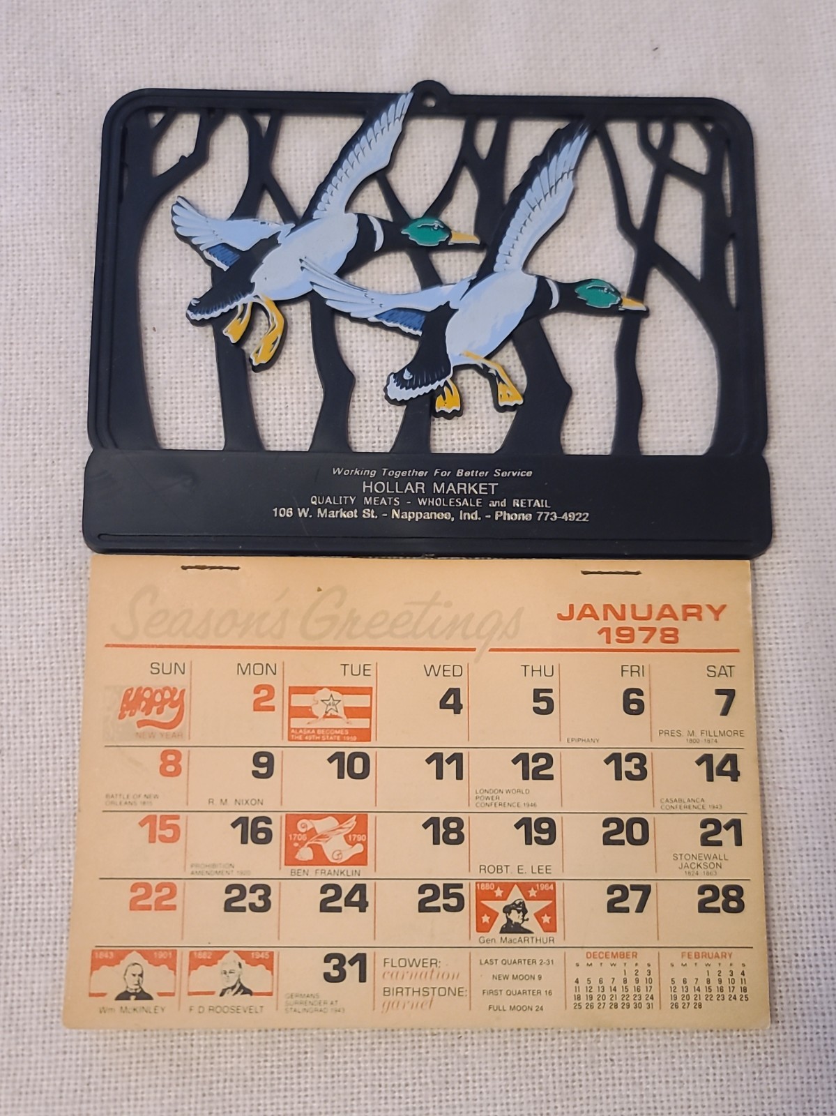 Vintage 70s Flying Geese Advertisement Calendar