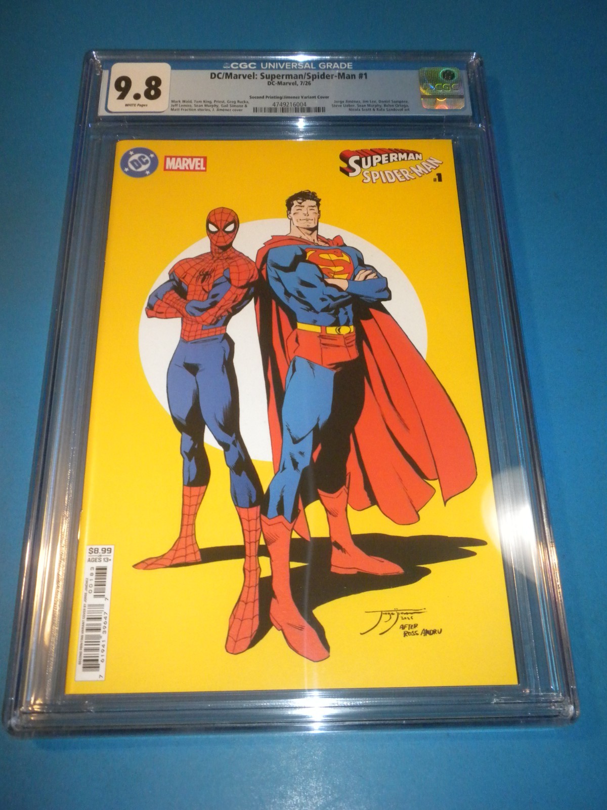 Superman Spider-man #1 2nd print Jimemez variant CGC 9.8 NM/M Gorgeous Gem Wow