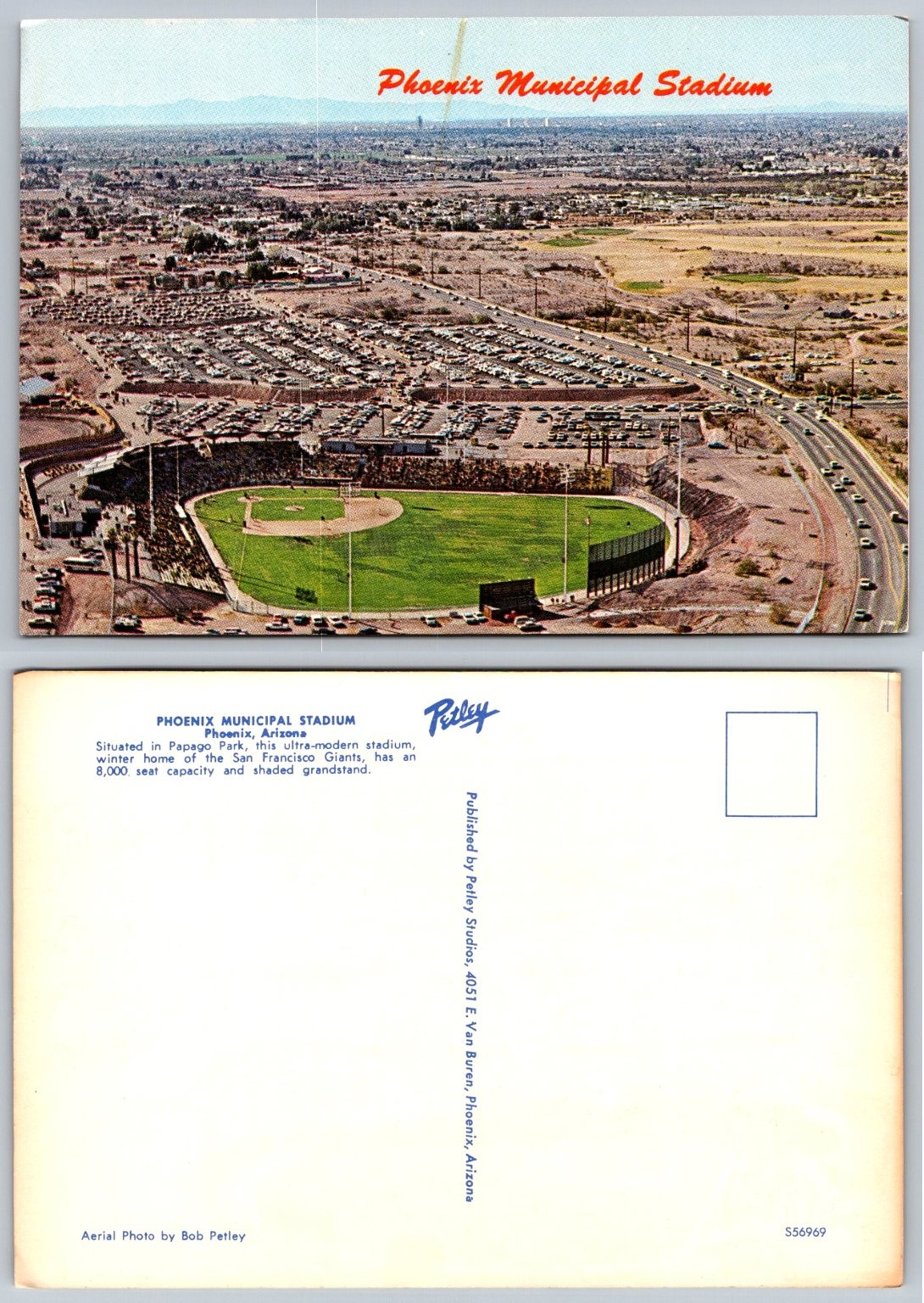 Phoenix Municipal Stadium Aerial View Postcard San Francisco Giants Spring