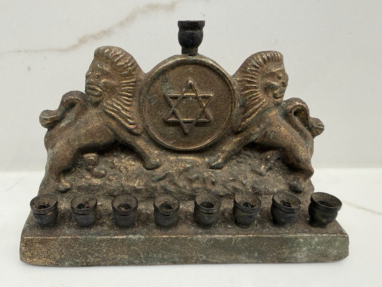 Vintage Parkway Brass Menorah Lions of Judah Star of David Hanukkah Judaica
