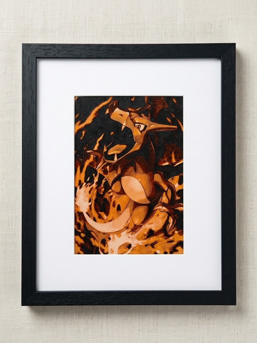 Pokemon Charizard 3D Art - Framed 8x10 Wall & Desk Decor