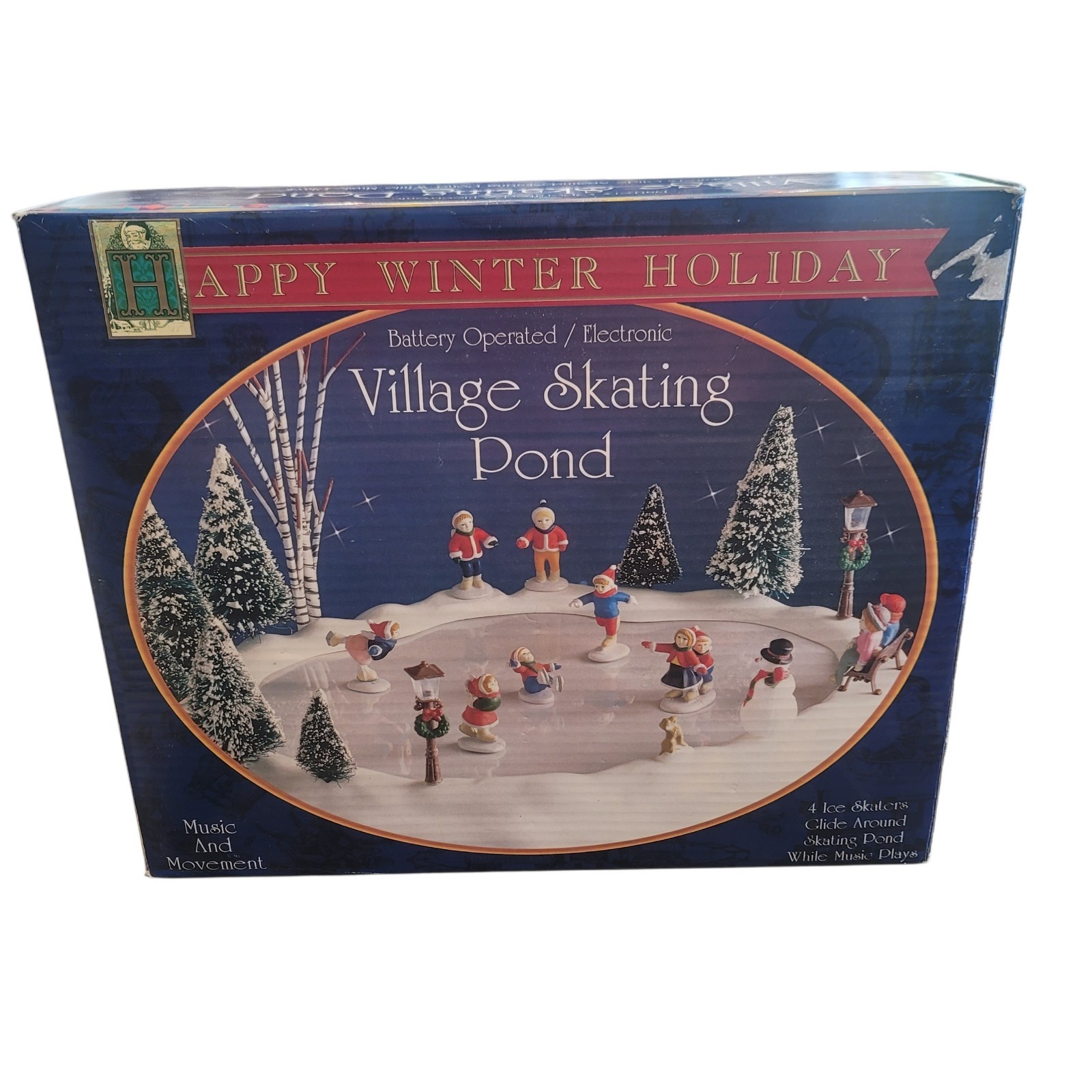 Happy Winter Holiday Village Skating Pond Works 