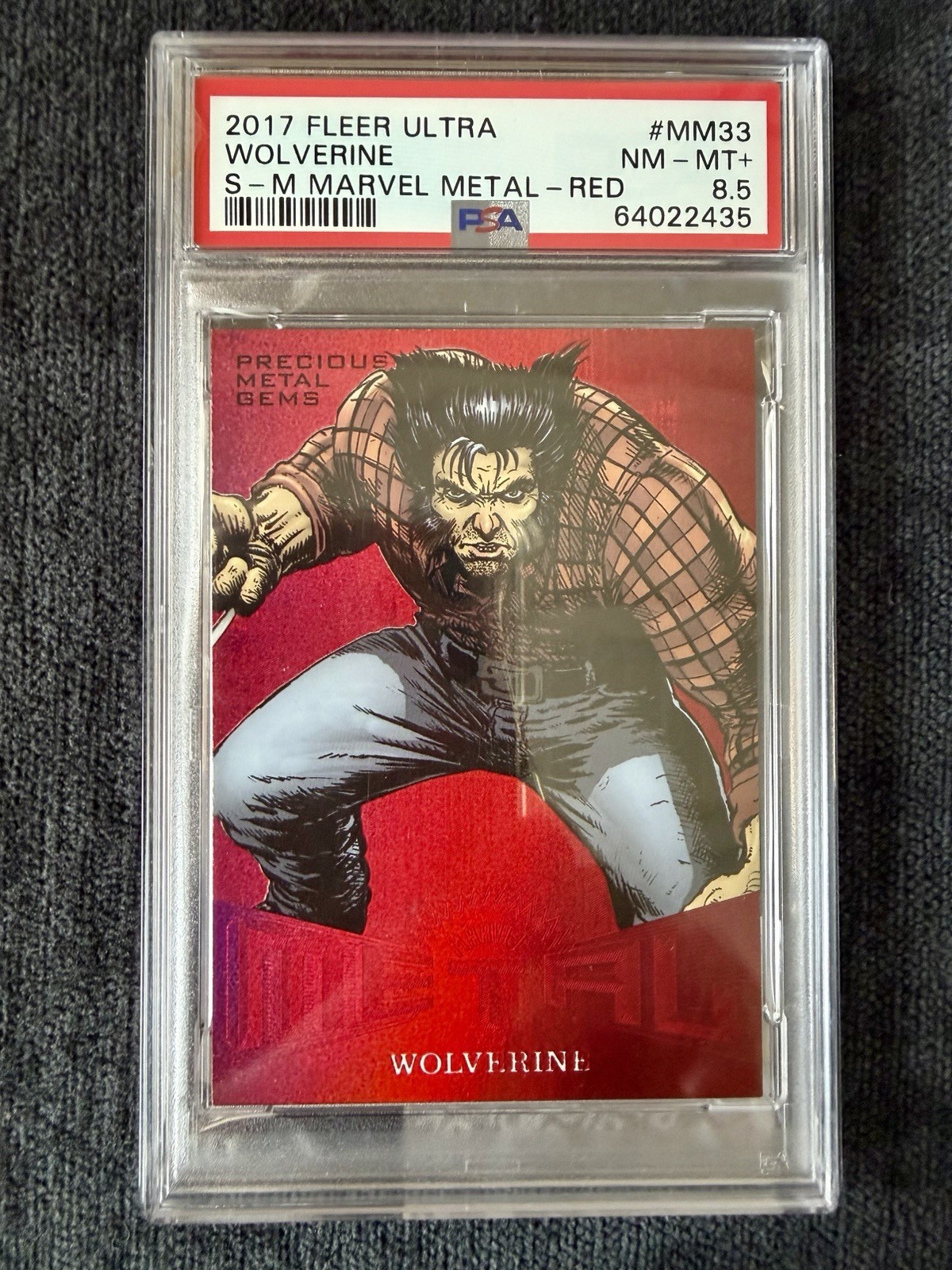 2017 Fleer Ultra WOLVERINE S-M MARVEL METAL RED PSA 8.5