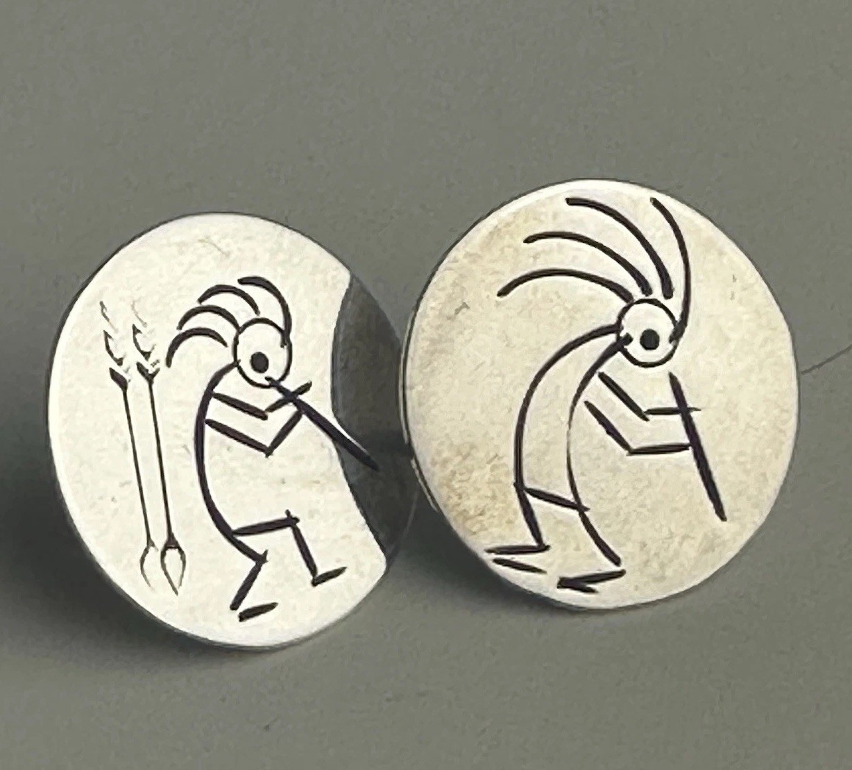 Vintage Sterling Silver Kokopekki Golf Marker Southwest Signed 2pc Set