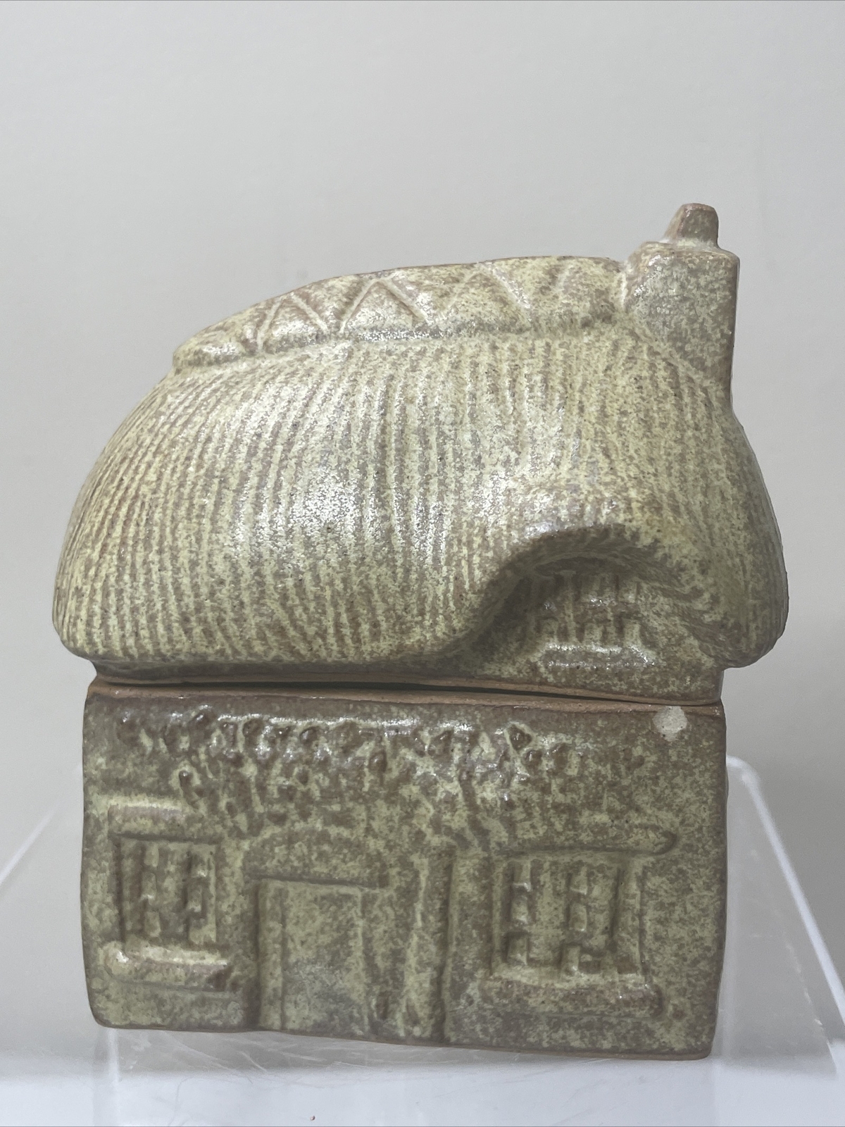 Vintage Charmouth Pottery, Dorset. Lidded Trinket in the form of a House.