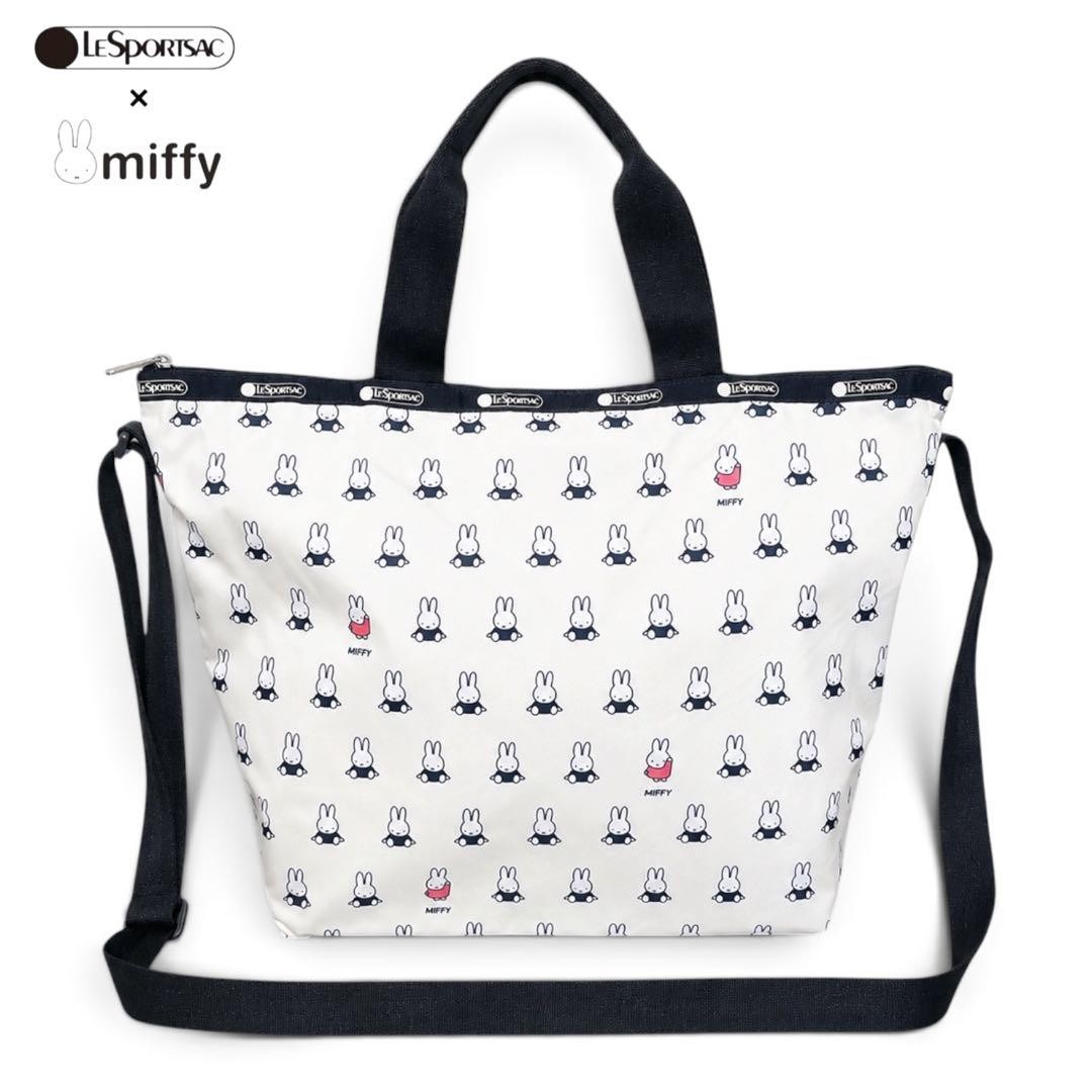 LeSportsac x Miffy Deluxe Easy Carry Tote Grid Check Shoulder Bag New From Japan