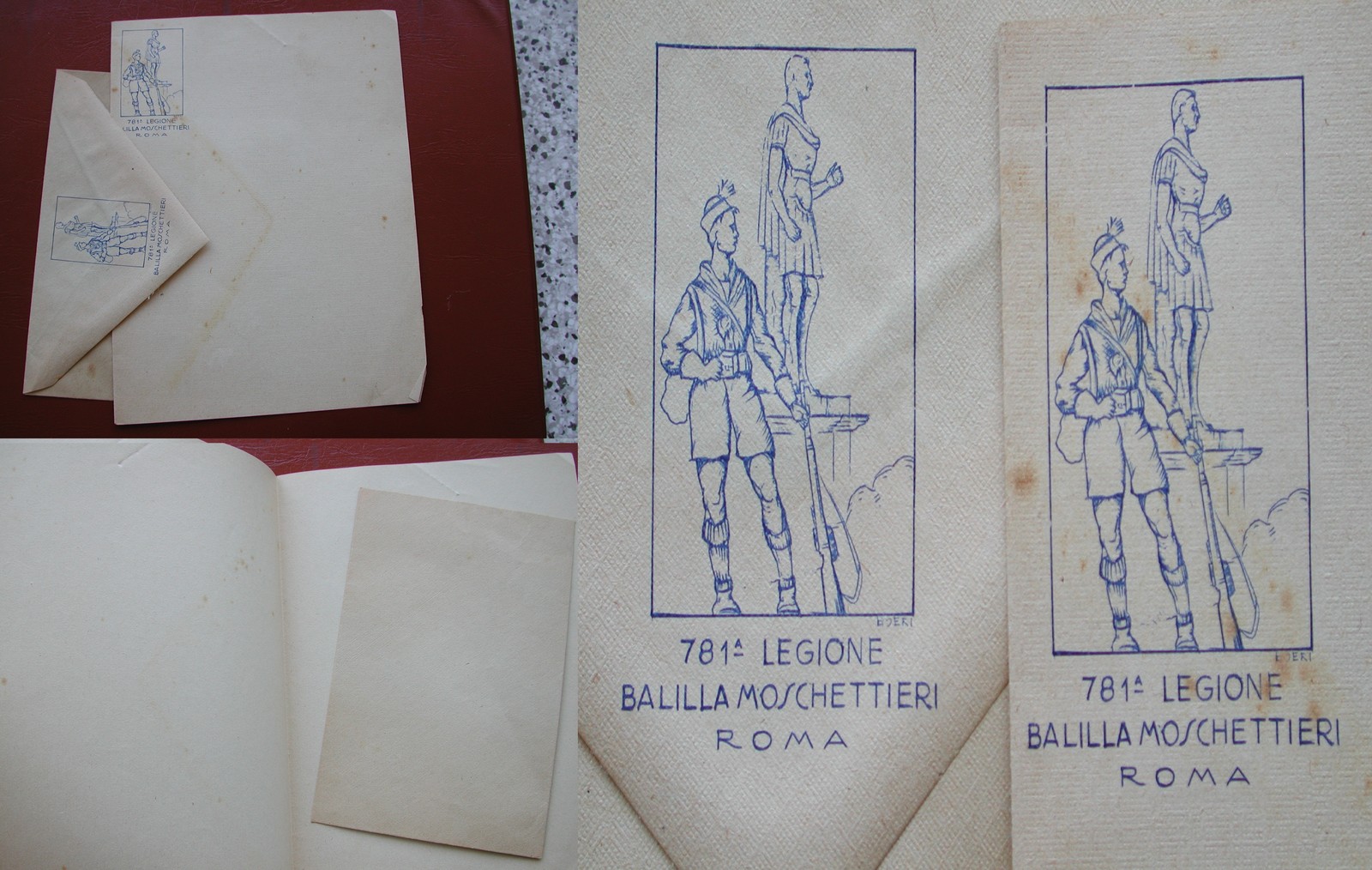 ENVELOPE AND SHEET PAPER LETTER HEADINGS 781.a LEGION BALILLA MUSKETEERS ROME 2