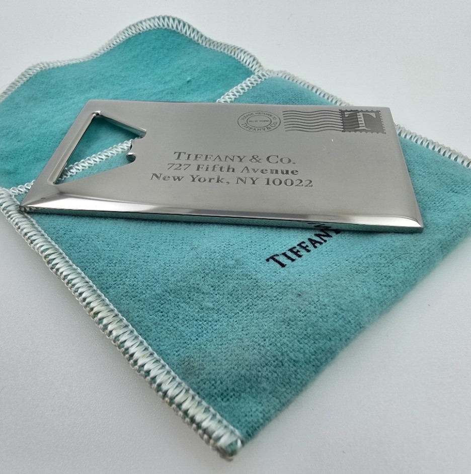 RARE Tiffany & Co. 727 Fifth Avenue New York Envelope Steel Bottle Opener Spain