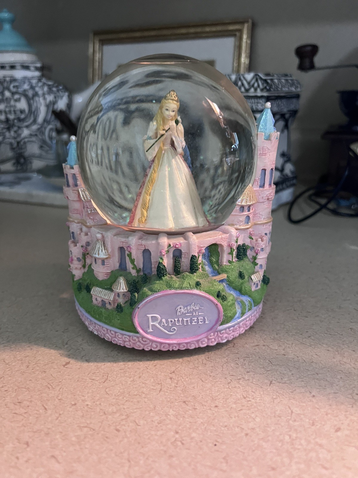 RARE Barbie as Rapunzel Snow Globe Music Box Works Great 2002