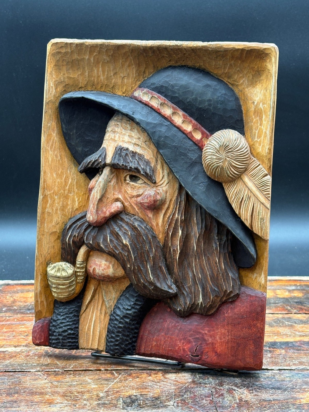 Rare Original Wood Relief Carving Portrait by Janusz Skowron (Signed)