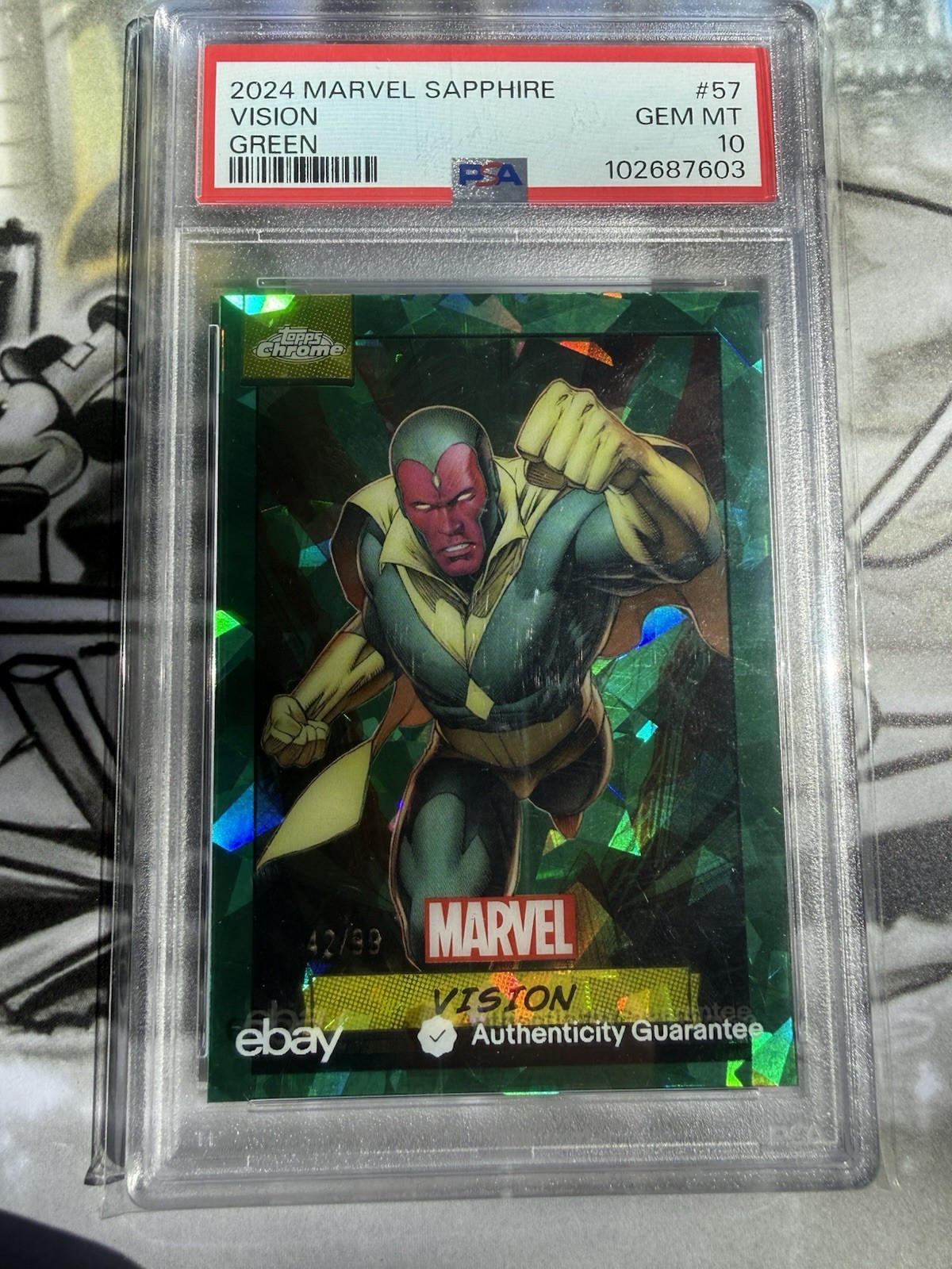 2024 Topps Marvel Sapphire Vision Green #57 /99 PSA 10 Cert 102687603