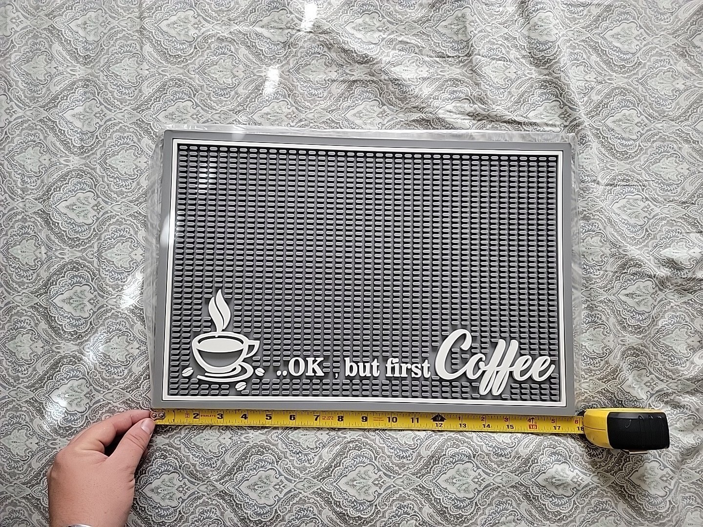 ( ..Ok , but first coffee ) Rubber no drip mat no spill rubber bar mat 18