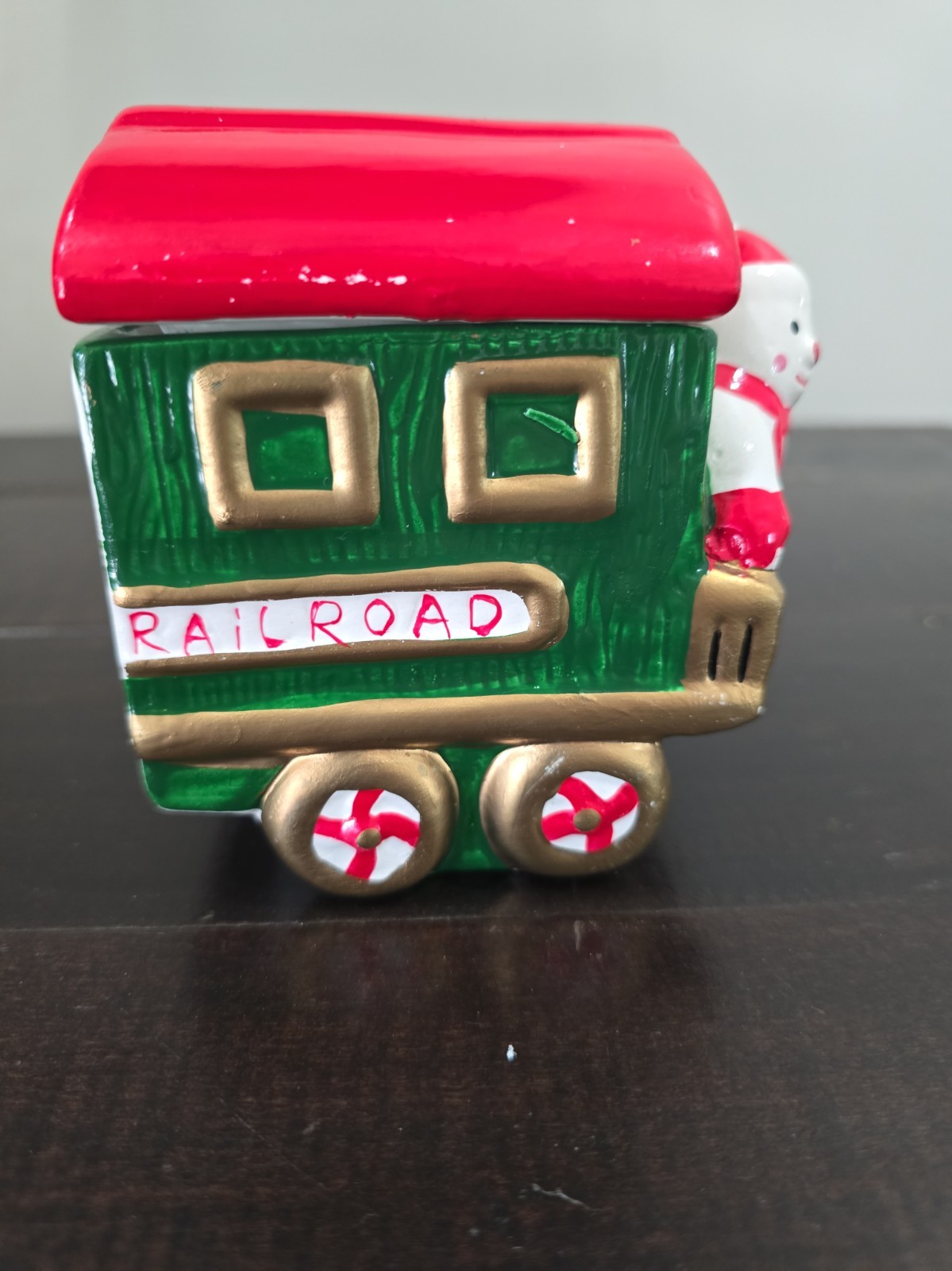 Vintage 1994 Loomco Ceramic Christmas Train Car - Snowman Caboose / Boxcar