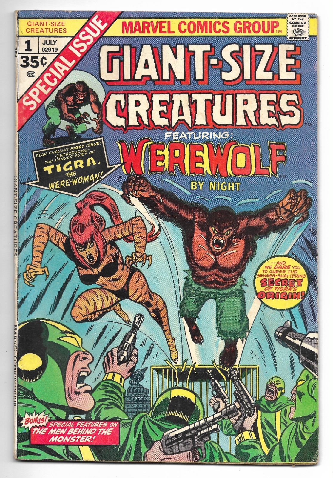 Giant-Size Creatures #1 (Marvel Comics 1974) Werewolf, 1st app Tigra | VG/FN 5.0
