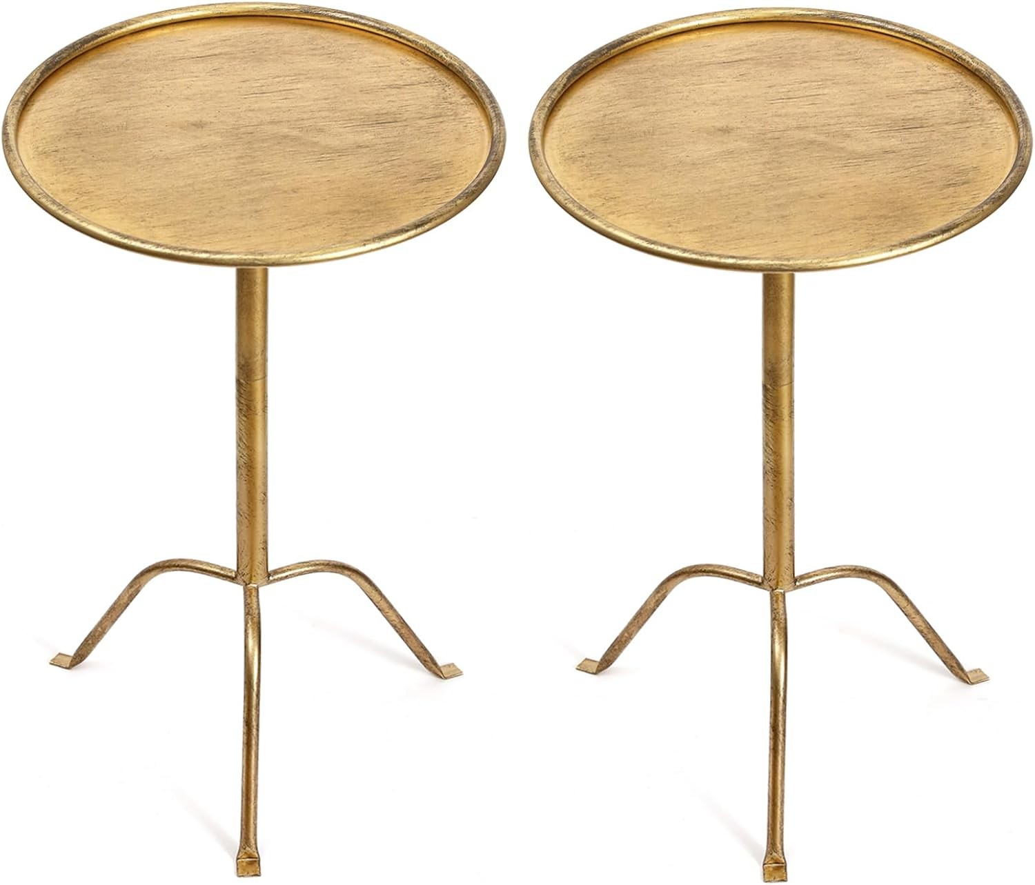2 Pcs Small Bronze Pedestal Side Table – 21.25