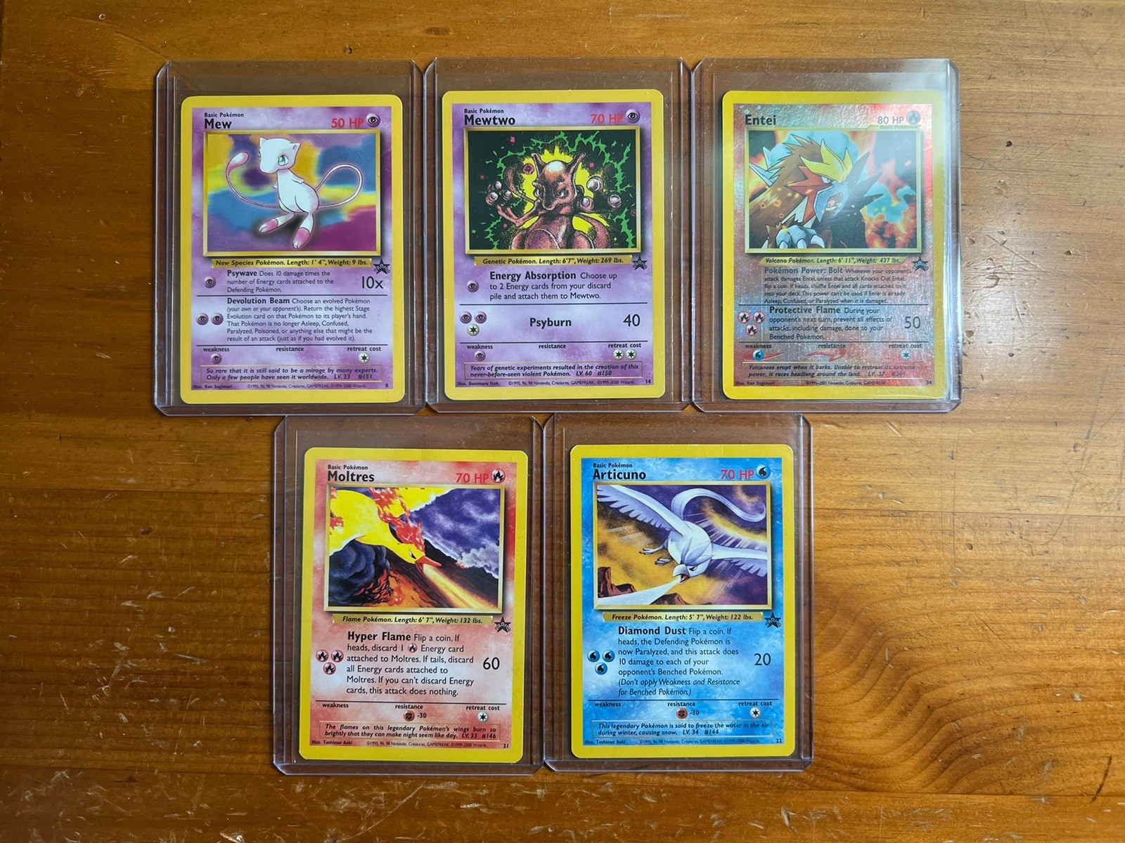 Pokemon Vintage Black Star Promos - Mew, Mewtwo, Articuno, Moltres, Entai, NM