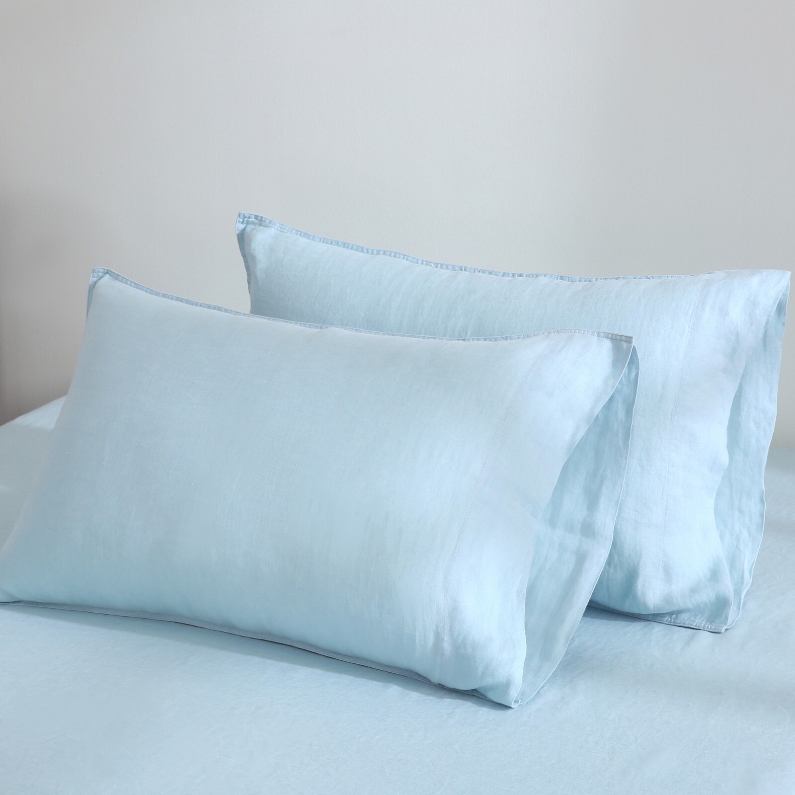 Linen Pillow Case Set of 2 - 100% Natural Washed French Flax Breath Pillowcases