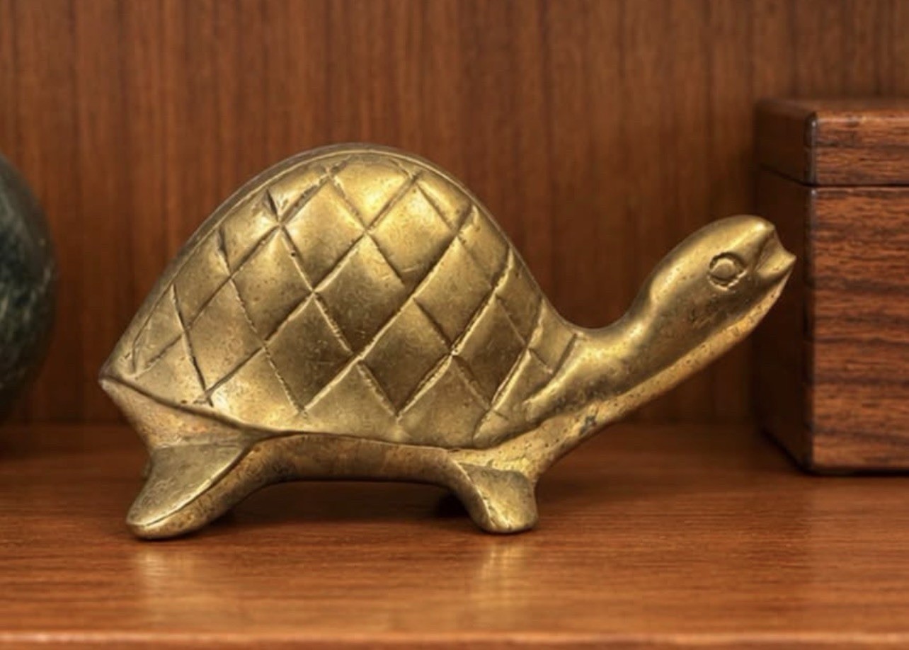Vintage MCM Solid Brass Turtle / Tortoise Figurine – Mid-Century Décor