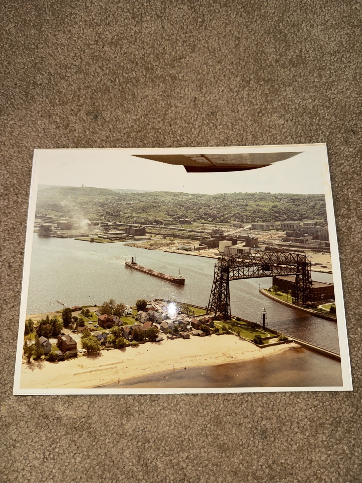 Vintage 1950 - 1960 Aerial Lift Bridge Duluth MN 8X10 Aerial Photo On Cardstock