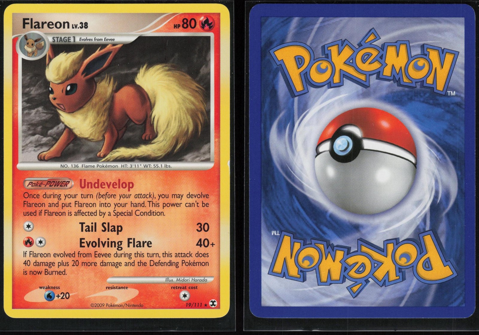 Flareon Lv 38 19/111 Rising Rivals Rare Harada Near Mint