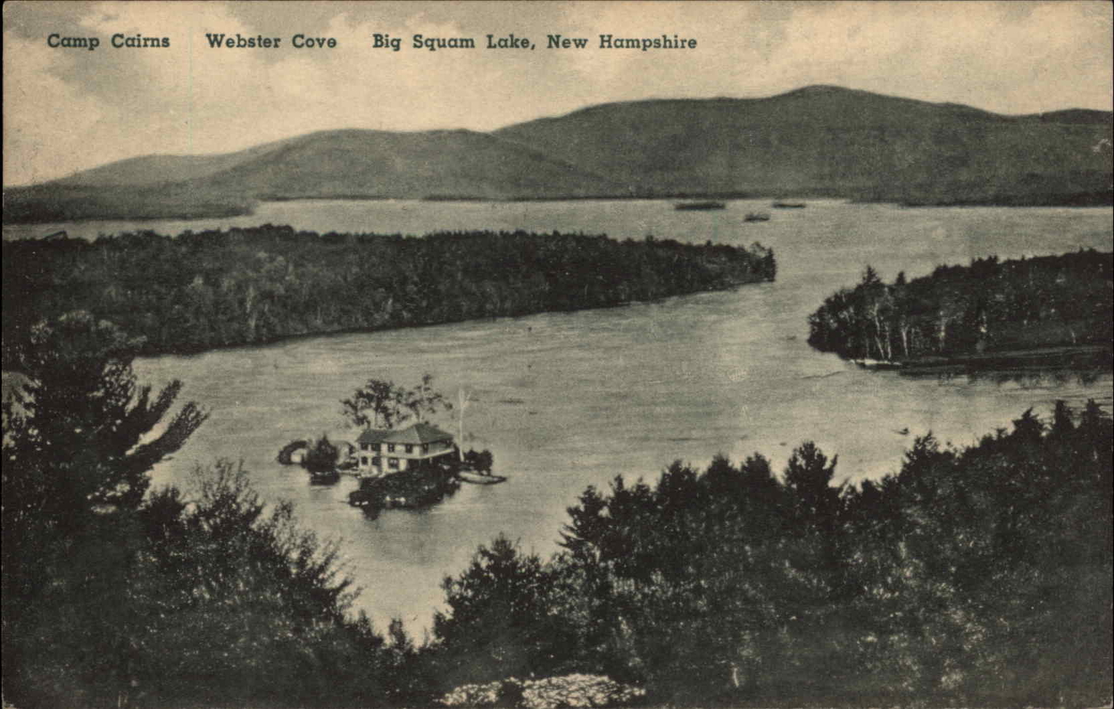 Webster Cove Camp Cairns Big Squam Lake NH Postcard