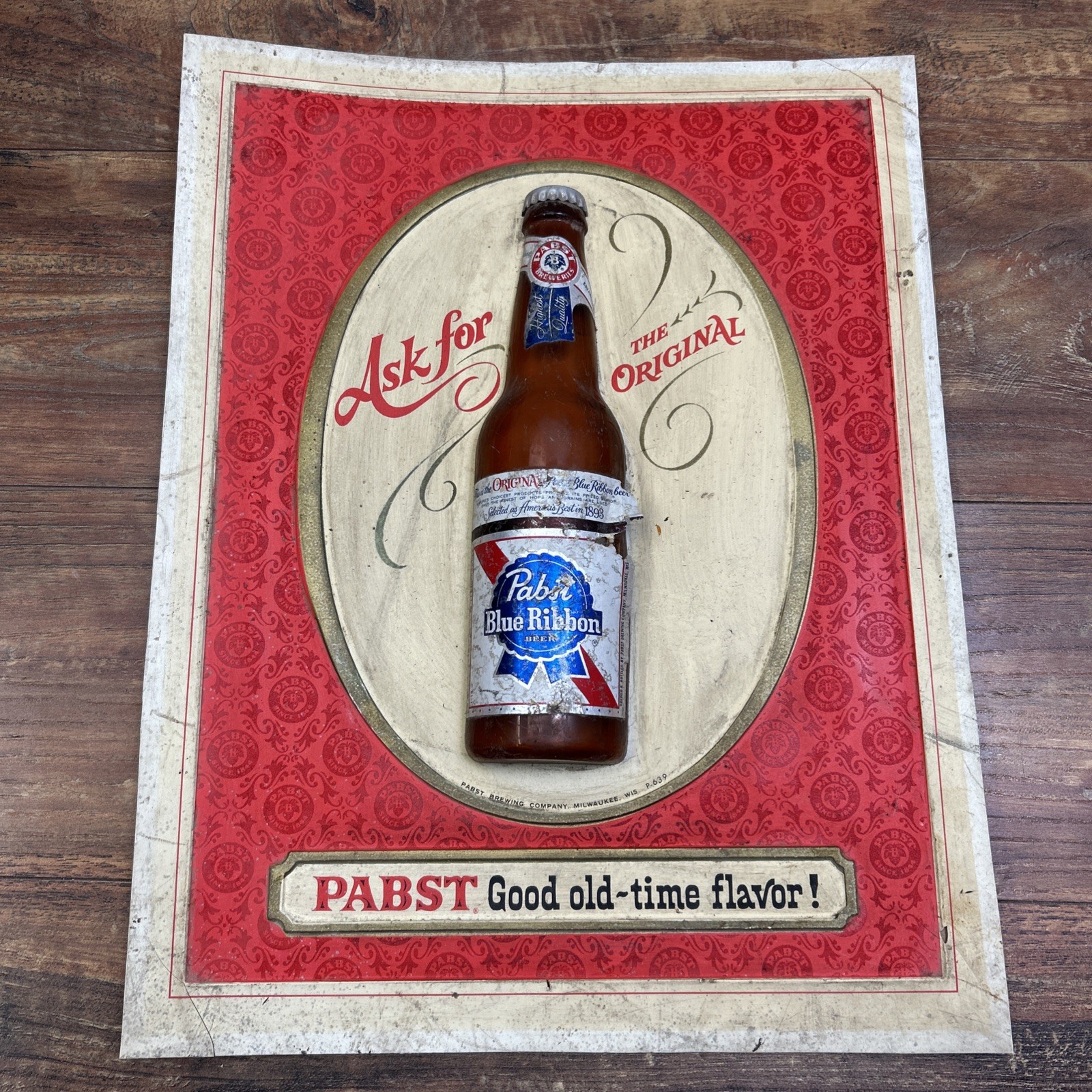 Pabst Blue Ribbon Vintage Sign Bottle Display 14\