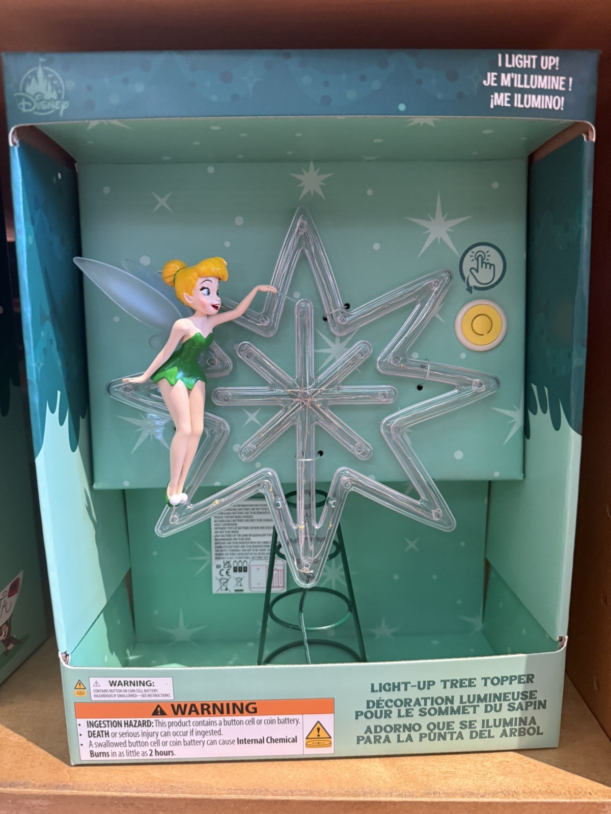 NEE🎄2026 Disney Parks Tinker Bell Light-Up Christmas Tree Topper Decoration 
