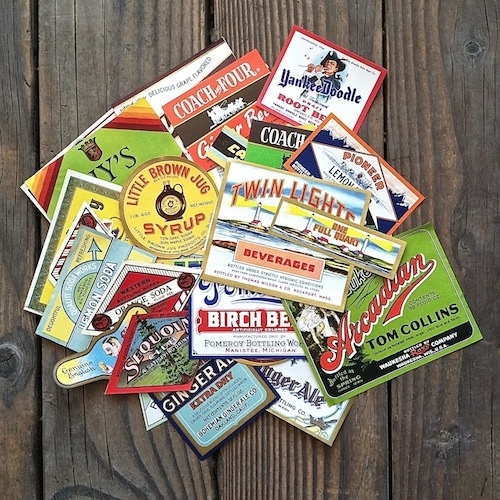 100 Diff HOARDHOUSE SODA Bottle Labels 1890s-1950s Unused Label Collection LOT