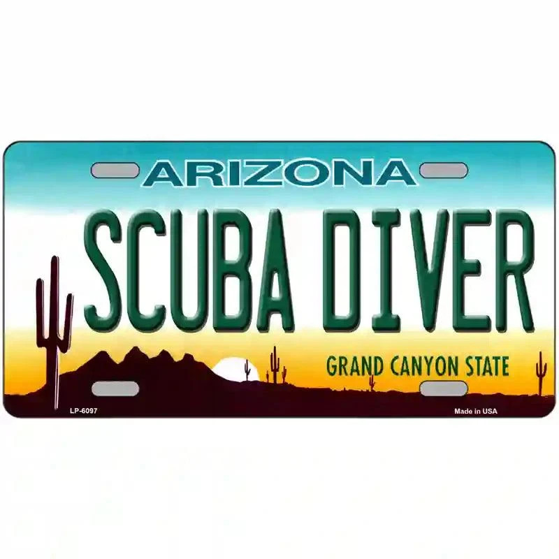 Arizona Scuba Diver  Novelty License Plate Frame Tag Sign Car Truck Wall Home