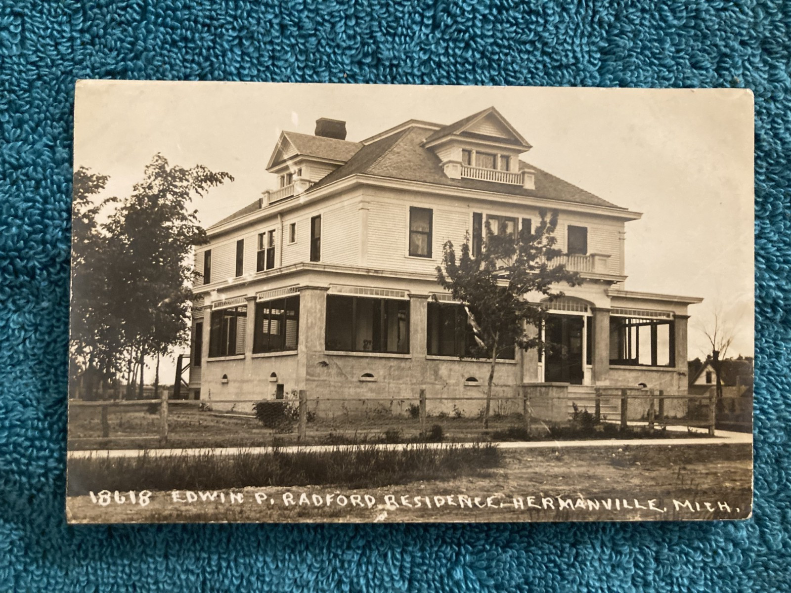 RPPC Edwin P Radford Residence Hermansville Michigan Posted 1912 Rare U.P. Pesha
