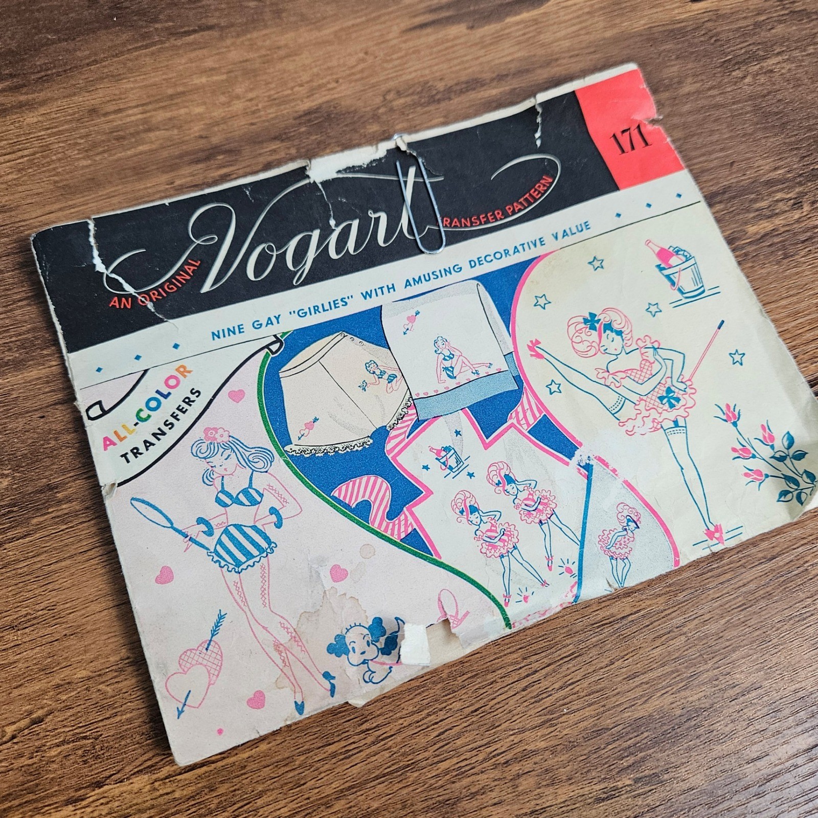 Vintage 1940s Vogart 171 Pinup Girl Showgirl Iron On Transfer Patterns All Color
