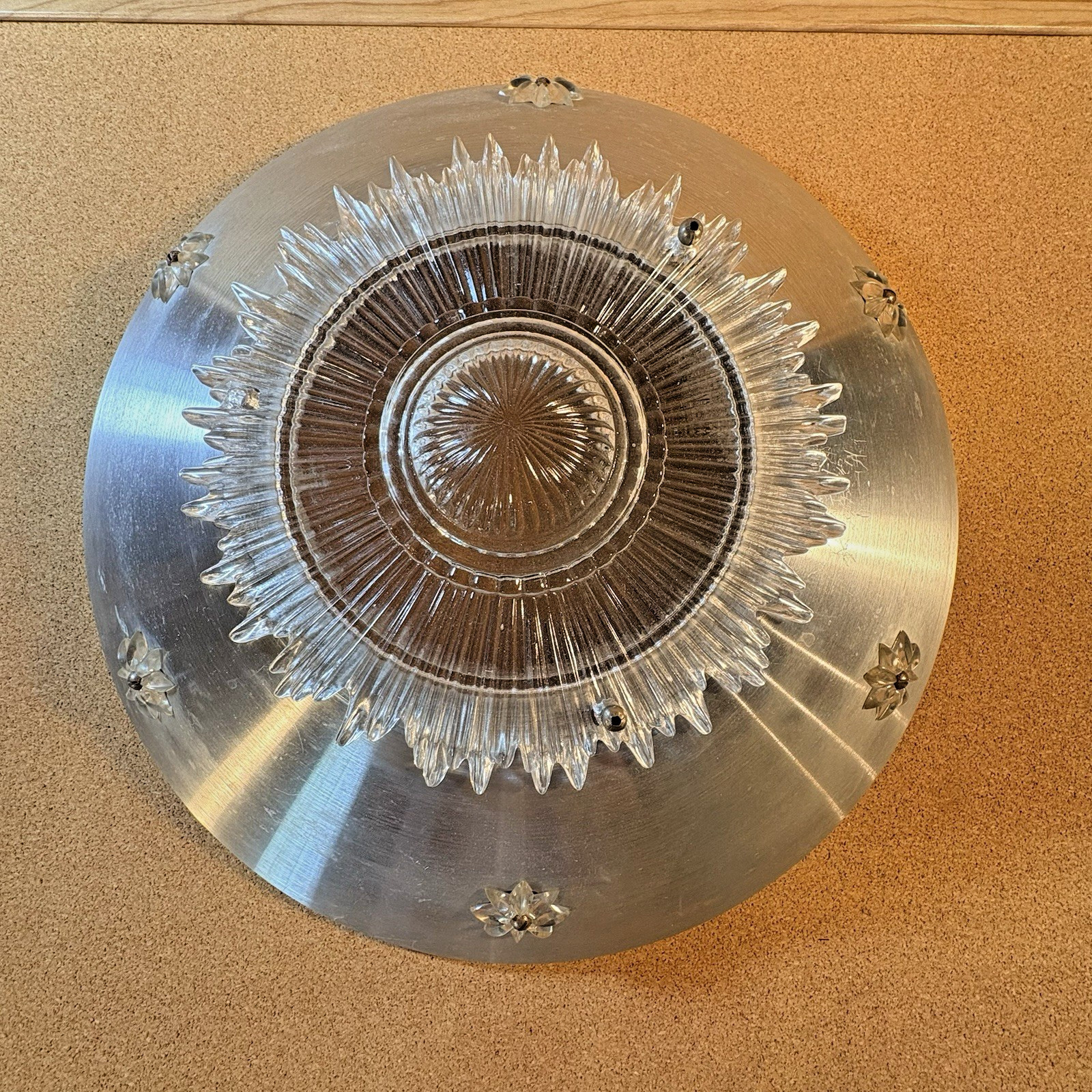 Vintage Mid-Century Modern Spun Aluminum Light Shade – Atomic Starburst Design