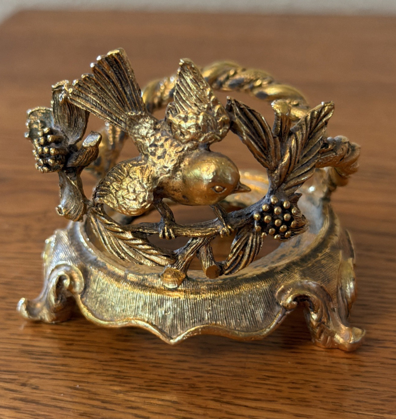 Vintage Matson Gold Ormalu Tone Bird Dogwood Flower Vanity Cup Holder Only