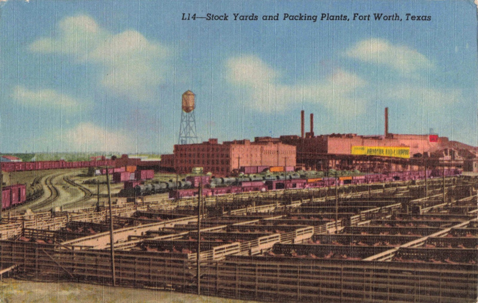 Fort Worth, Texas Postcard Stock Yards & Packing Plants Armour Co.  c 1955   B12