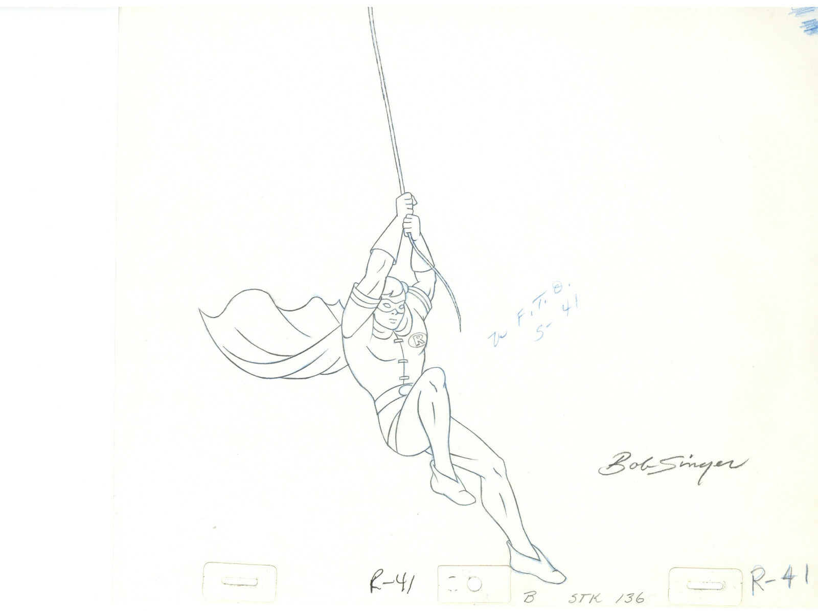 Robin- Superfriends- Original Production Drawing Signed by Bob Singer