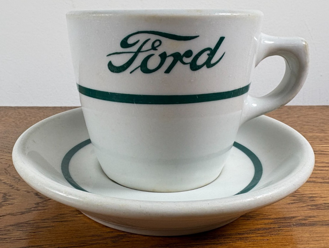 Vintage Ford Motor Co. Cafeteria Cup & Saucer China Shenango Excellent Condition
