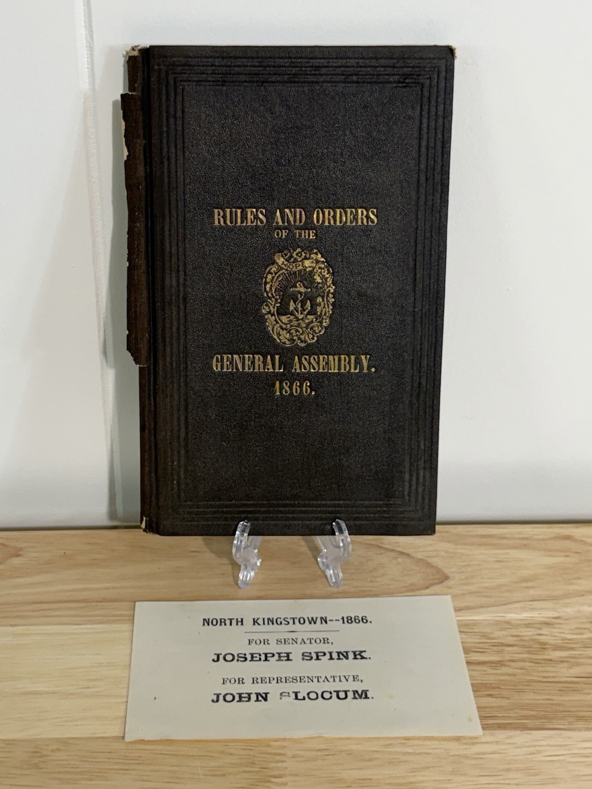 Antique Rhode Island RI 1866 Rules + Orders Of General Assembly Book + Ticket