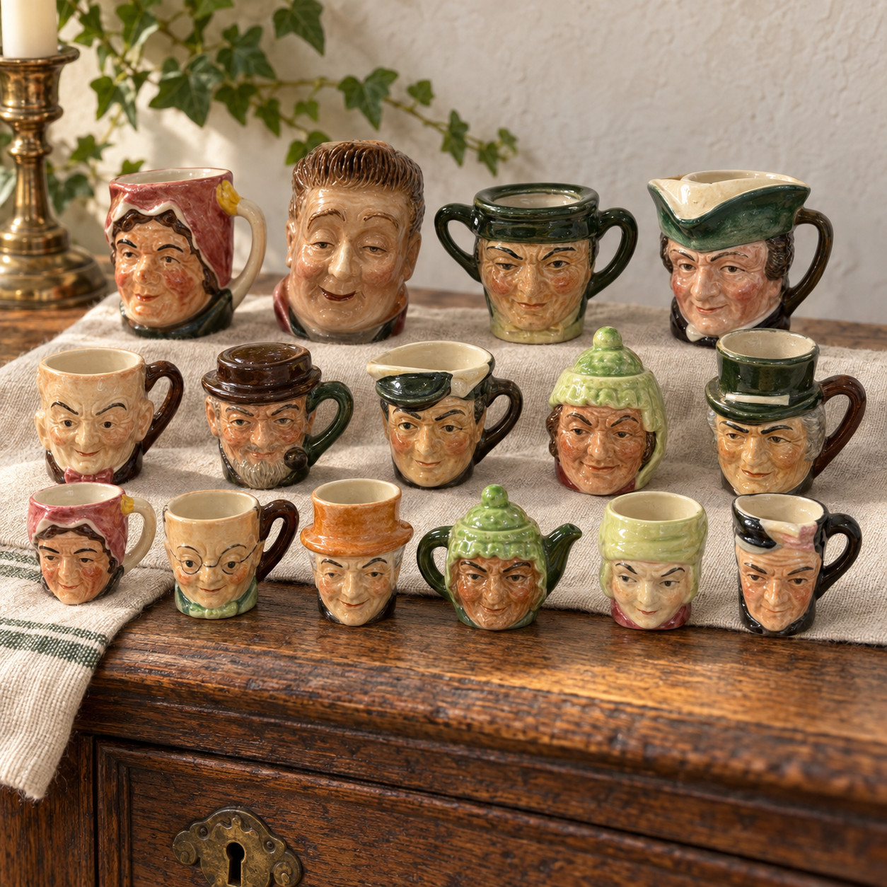 Vintage Artone & Beswick England Toby Porcelain Shot Glass Figurine Lot 16 Mini