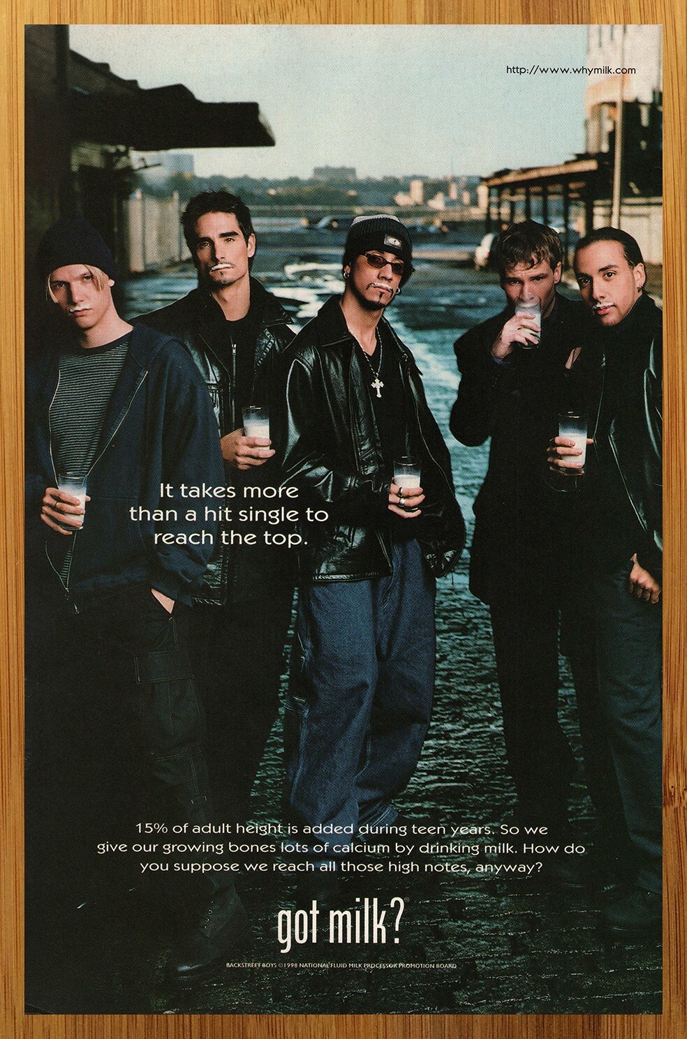 1998 Backstreet Boys GOT MILK? Vintage Print Ad/Poster Authentic Pop Music Art