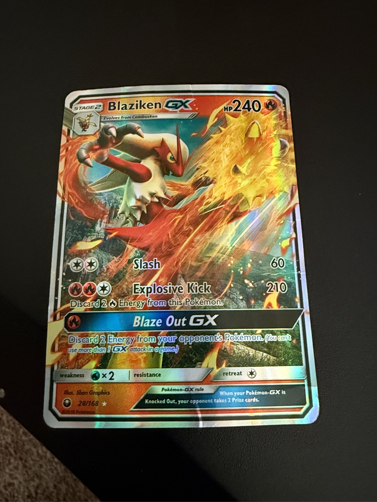 Blaziken GX 28/168 Celestial Storm Holo Ultra Rare Pokemon Card