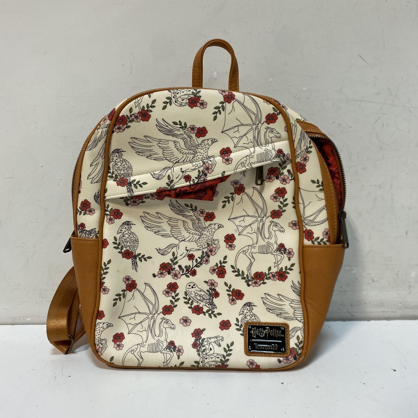 Loungefly Harry Potter Magical Creatures Floral Mini Backpack Cream Brown