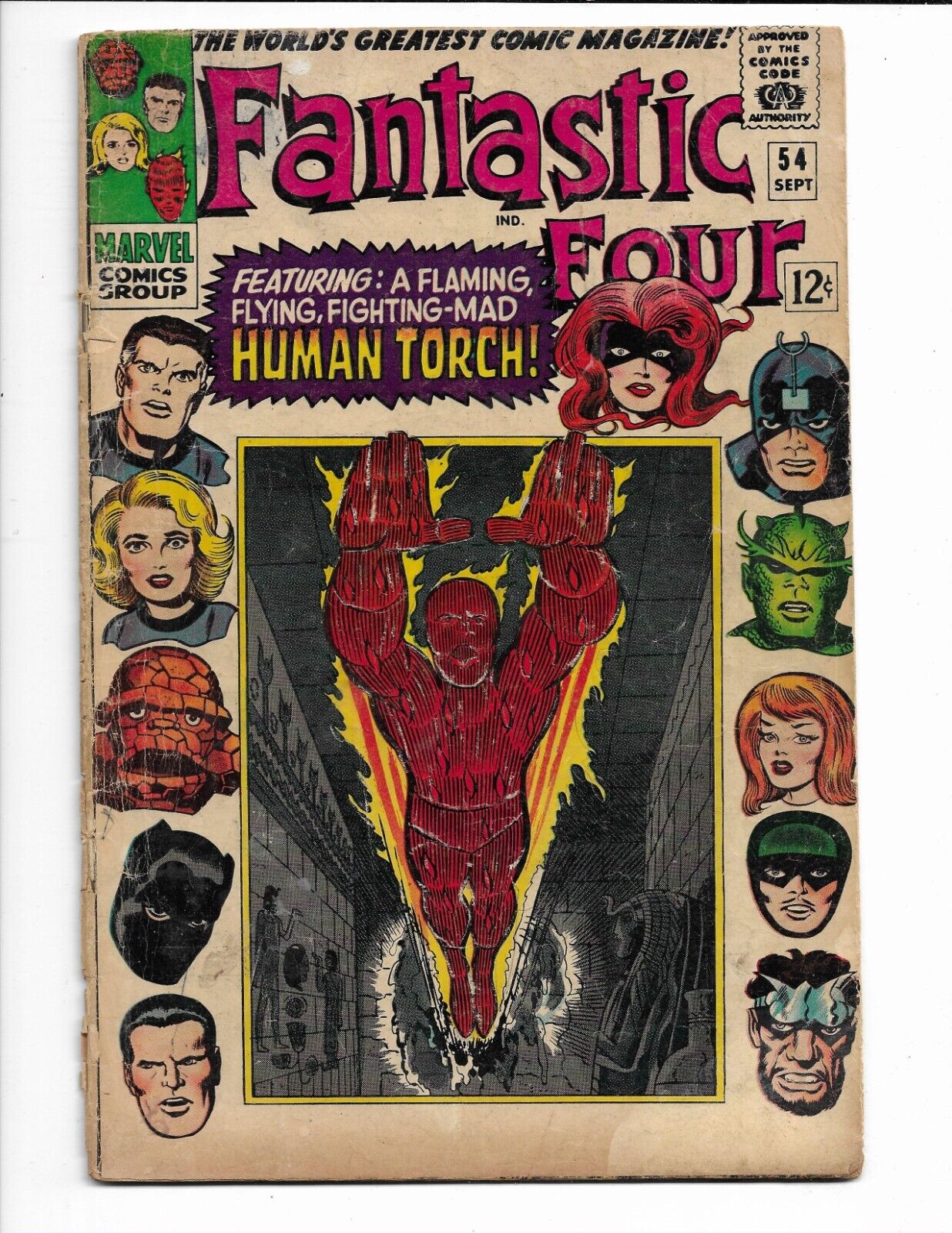 FANTASTIC FOUR 54 - G+ 2.5 - 3RD APPEARANCE OF BLACK PANTHER - INHUMANS (1966)